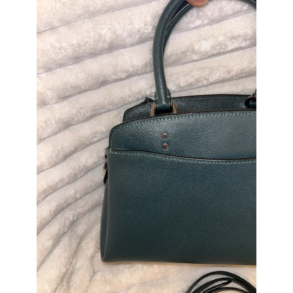 Coach Mini Lillie Carryall Forest Green Crossgrain Leather Satchel Crossbody Bag